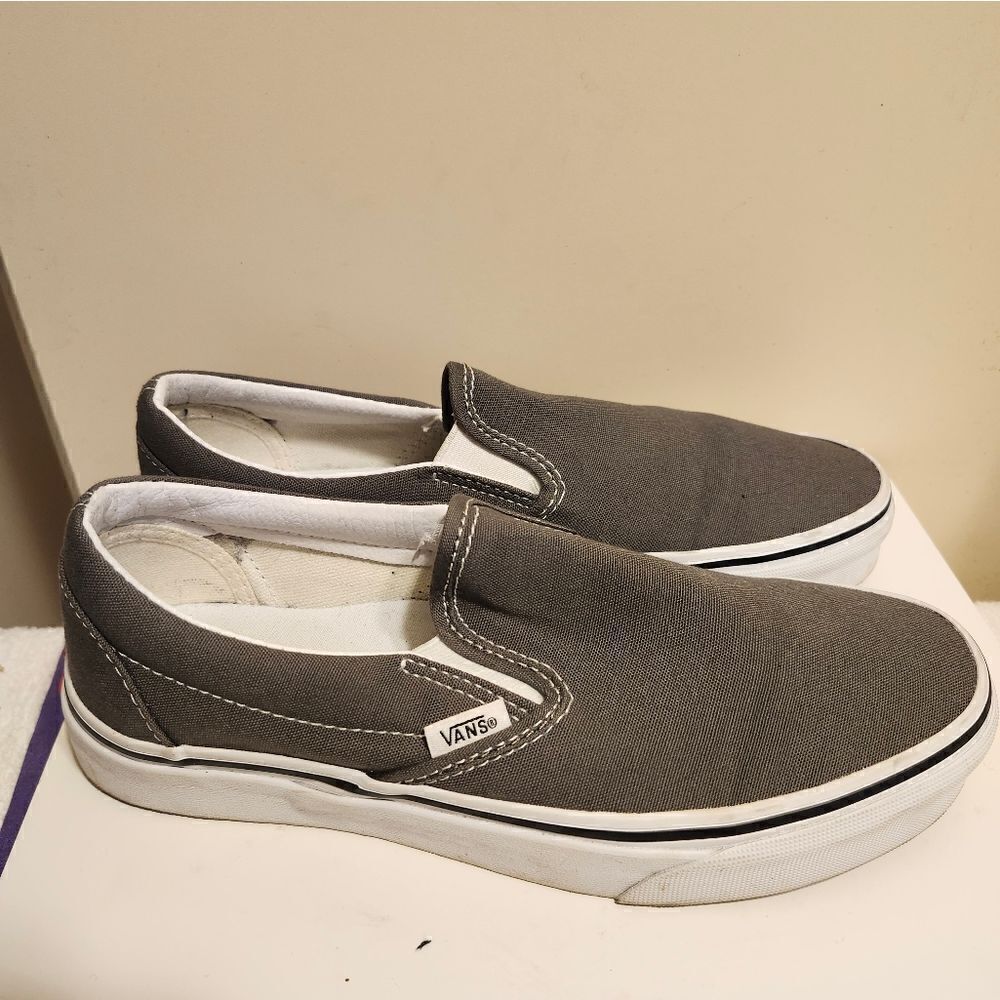 VANS "Asher" Gray Canvas Slip-On Sneakers Womans 8/38.5 Ret $135 WORN ONCE! - Picture 5 of 9